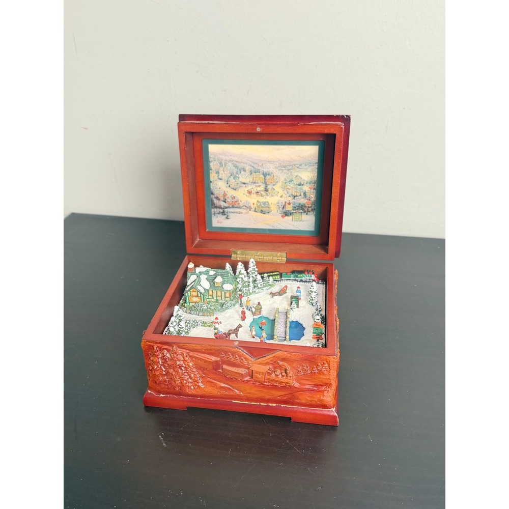 Thomas Kinkade St Nicholas Village The Joy Of Christmas Music Box 2004 Wooden